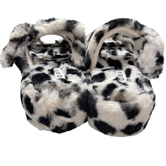 Torrid Women's New Black White Leopard Double Band Faux Fur Slippers 7.5 WW - Picture 5 of 8